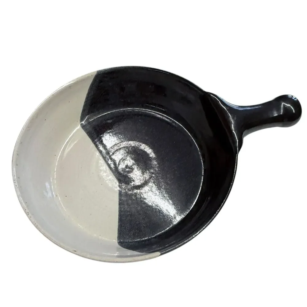 Vintage EJ King Studio Art Pottery Black White 10